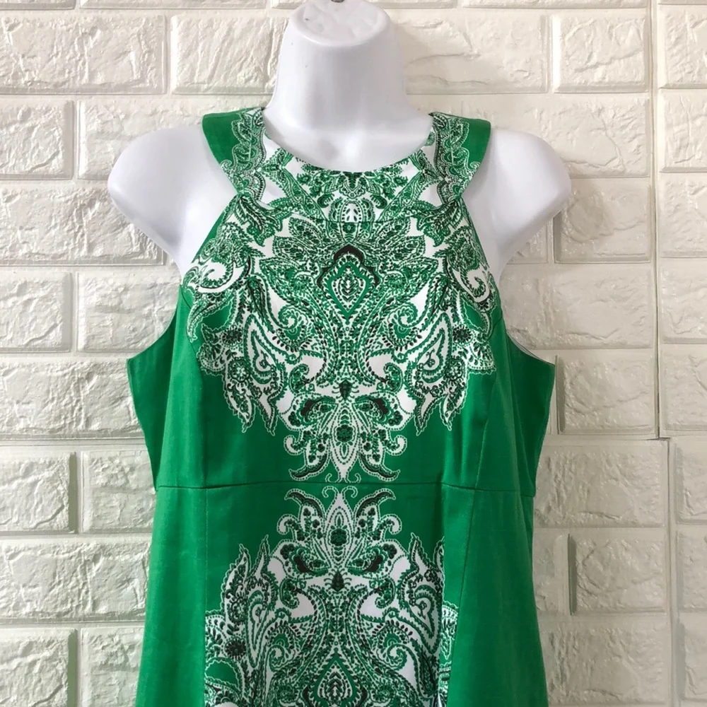 INC Kelly green paisley career dress - Picture 5 of 8